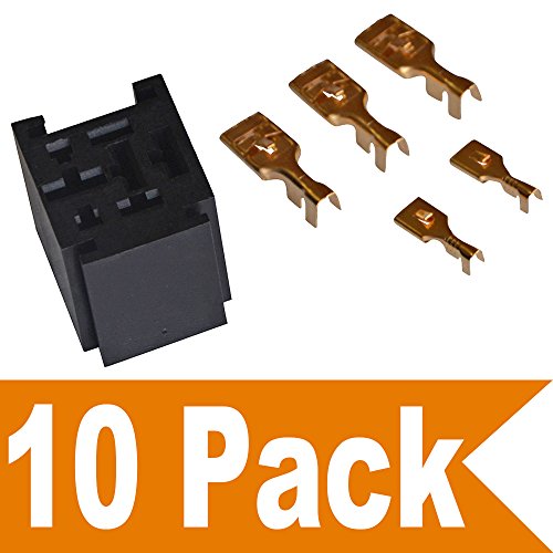 Ehdis® 80 Ampere-Relais Stecker 5 Pin Relaissockel mit 5 Anschlüsse: 2 x 6,3 mm + 3 x 9,5 mm, 10 Stück