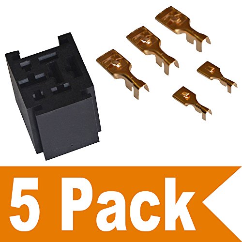 Ehdis® 80 Ampere-Relais Stecker 5 Pin Relaissockel mit 5 Anschlüsse: 2 x 6,3 mm + 3 x 9,5 mm, 5 Stück