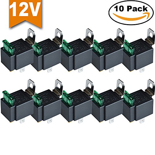 Ehdis® Fused Relais Ein / Aus -12V 30A Automotive 4-Pin Sockel SPST, 10er-Pack