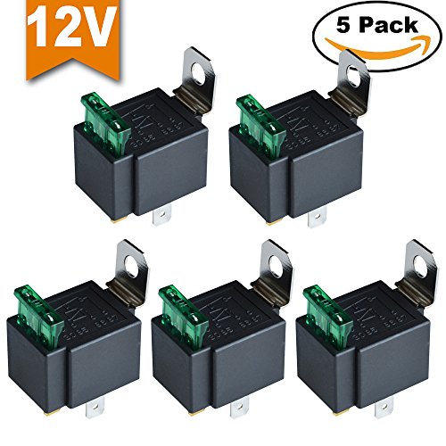 Ehdis® Fused Relais Ein / Aus -12V 30A Automotive 4-Pin Sicherung Montagesockel Sockel SPST, 5er Pack