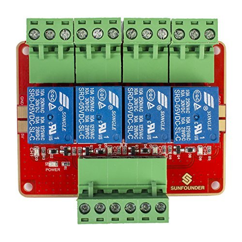 SunFounder 4-CH DC 5V 4 Kanäle Relais Modul Erweiterungsbrett mit Optokoppler High-Pegel-Trigger für Arduino und Raspberry Pi DSP AVR PIC ARM